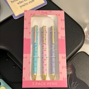 Lug Pink, Blue, and Purple Bows Pen Trio